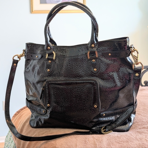 Cole Haan Handbags - Cole Haan Black Patent Leather Large Tote Shoulder Bag Beautiful Condition